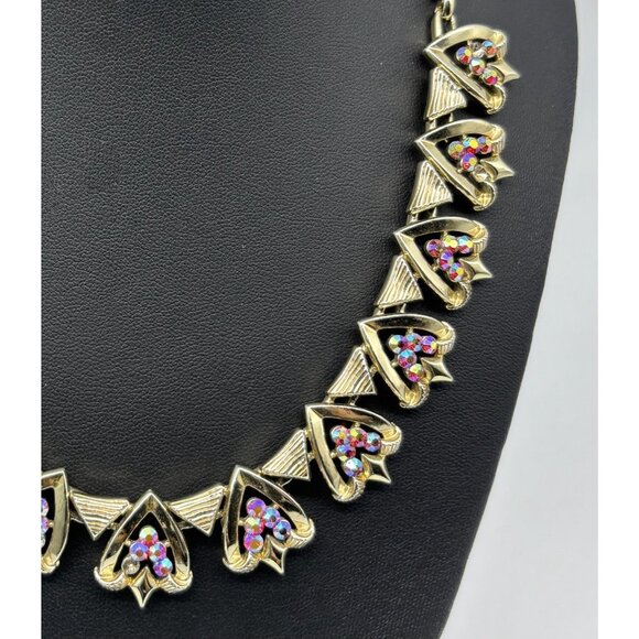 Vintage STAR Necklace & Earrings Set, Gold-Tone, w/Aurora Borealis Rhinestones-- - Picture 2 of 15